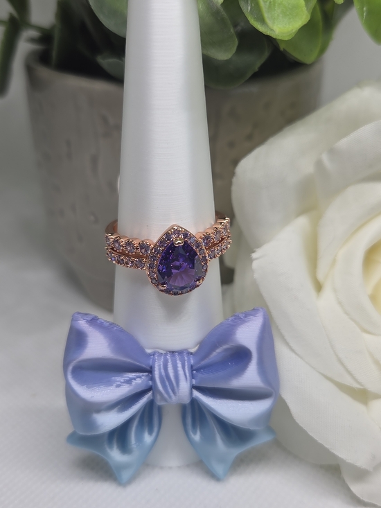 Bomb Party Jewelry - BP Teardrop Amethyst CZ on Rose Gold Setting